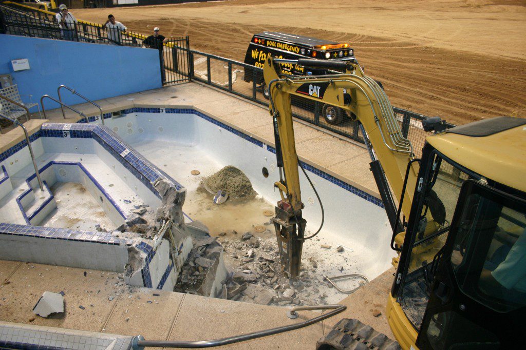 demoing the swimming pool walls for arizona diamondbacks