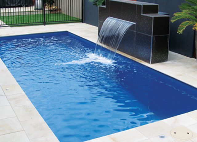 Fiber Glass Pool with Waterfall Feature