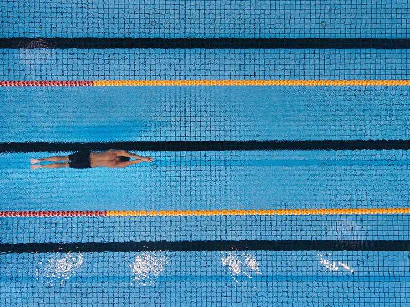 Man Swimming in a Commercial Lap Swimming Pool in Arizona