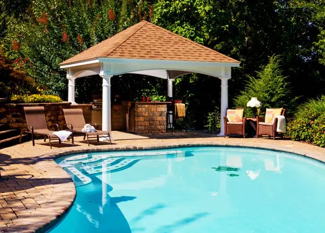 Vinyl pavilion with custom arizona swimming pool