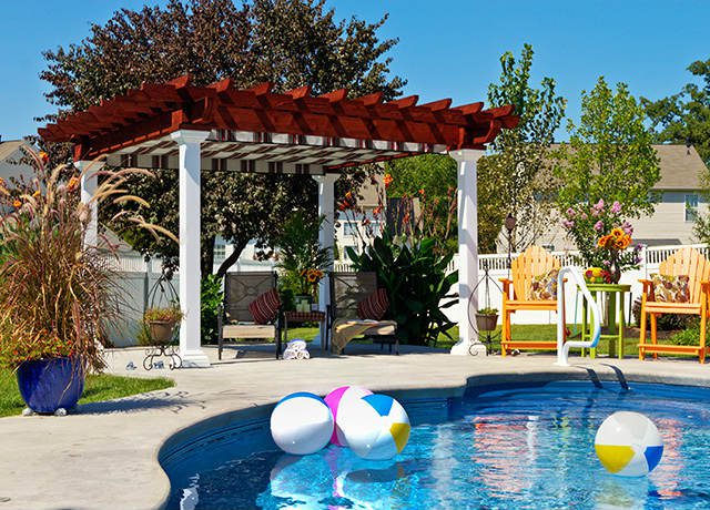 Swimming Pool with a vinyl pergola