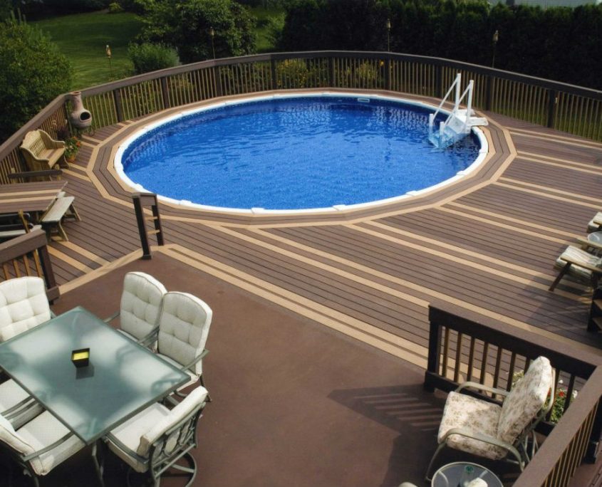 Custom Above Ground Pool in a back patio deck