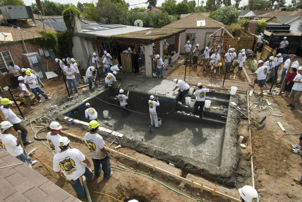 laying concrete for swimming pool patio