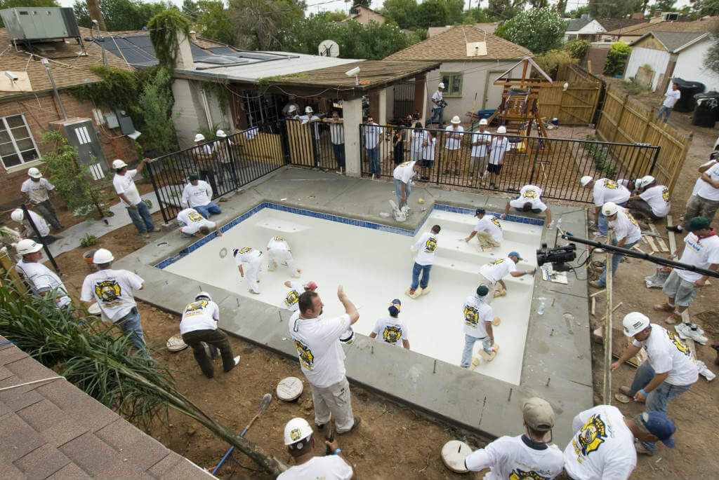 cleaning up swimming pool