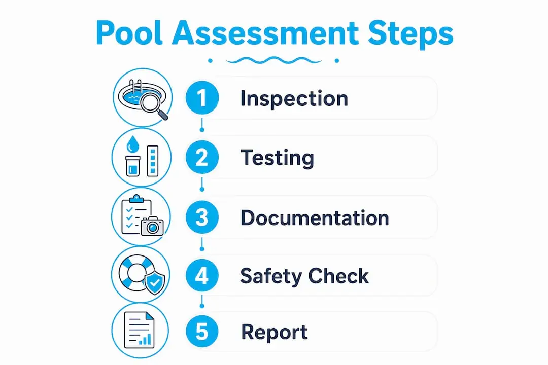 Infographic showing pool condition assessment steps