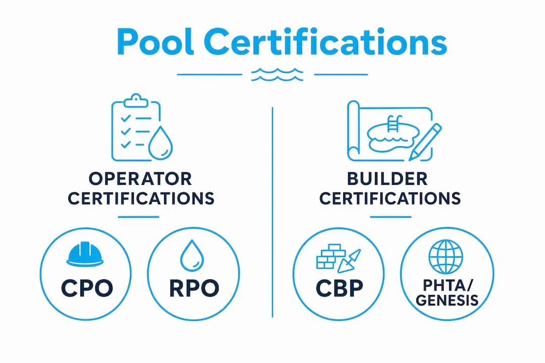 Infographic comparing pool operator vs builder certifications