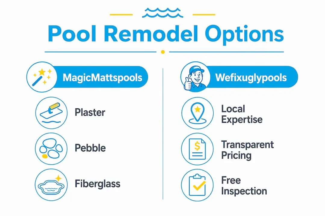 Infographic comparing two pool remodeling alternatives