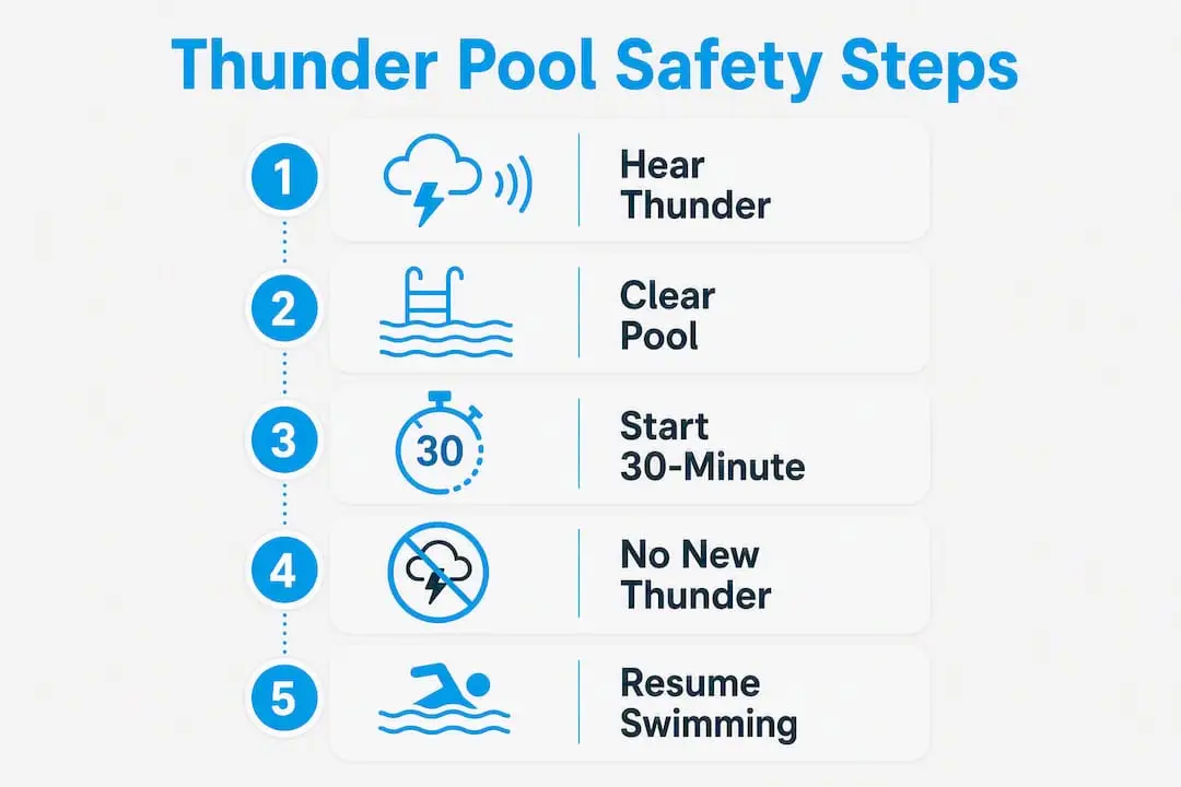 Infographic illustrating thunder pool safety steps