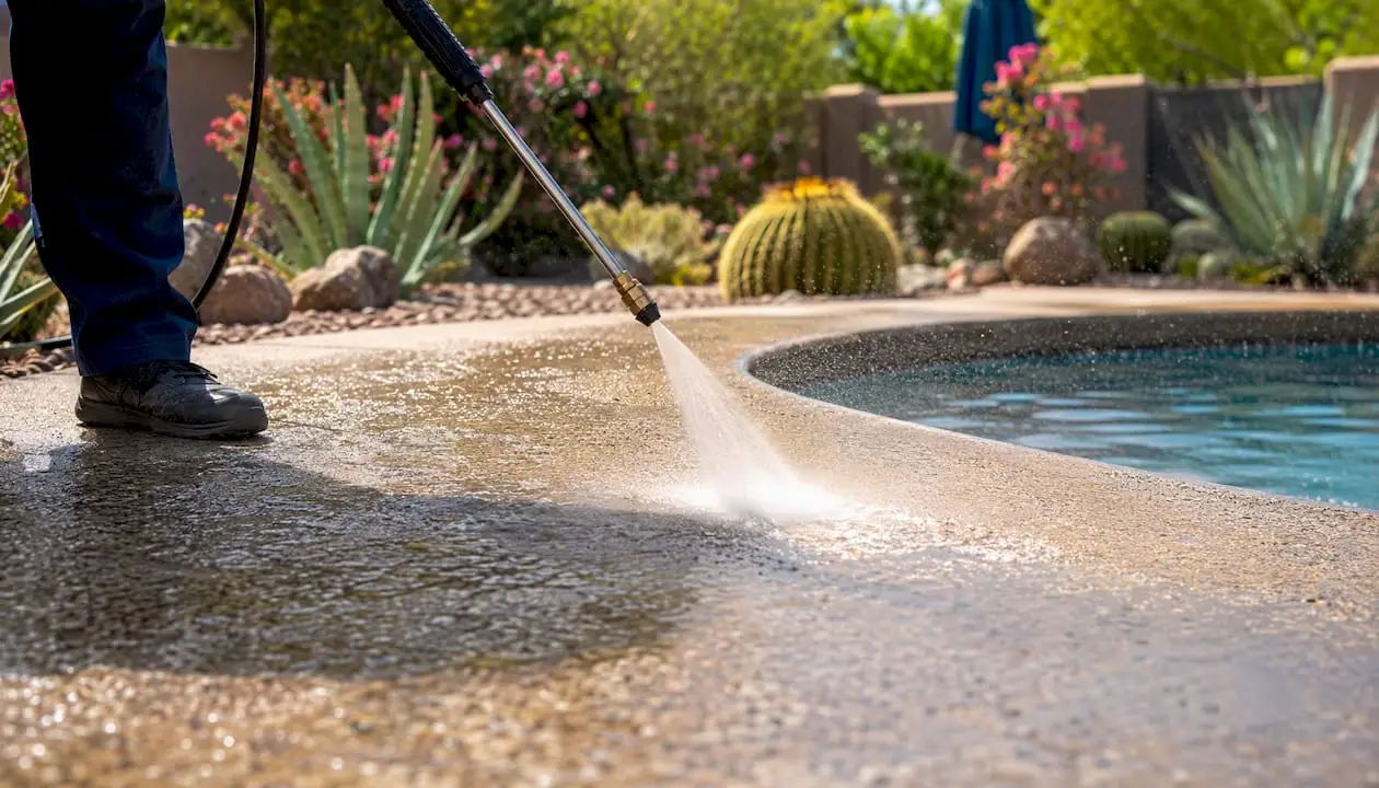 Pressure washing splash pad deck