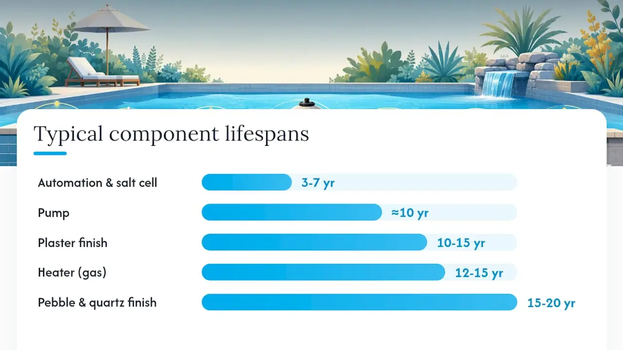 Diagram of pool component lifespans and costs
