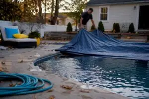 Pool pump and filter prepped for winterization