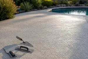 Textured residential pool cool deck surface