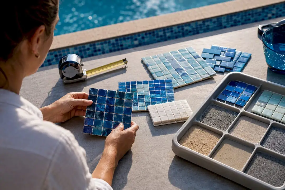 Pool tile samples and measuring tools