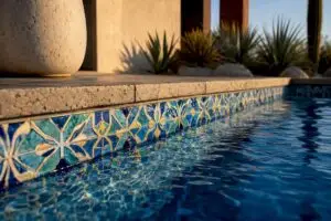 Mosaic tile waterline shimmering underwater